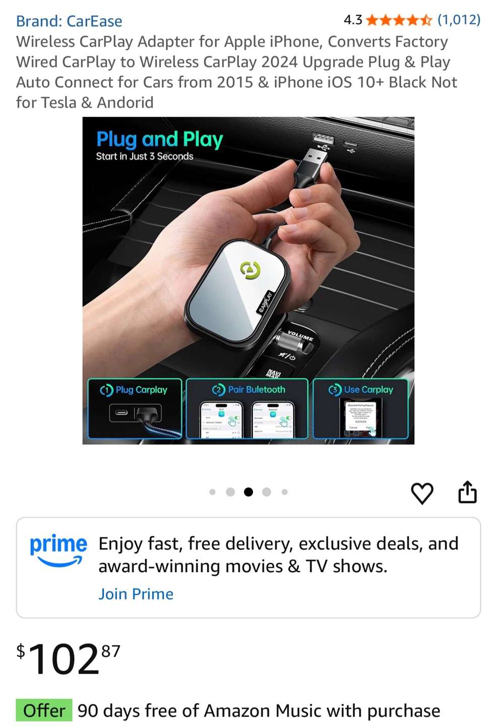 CarEase Wireless CarPlay Adapter for iPhone - photo 2