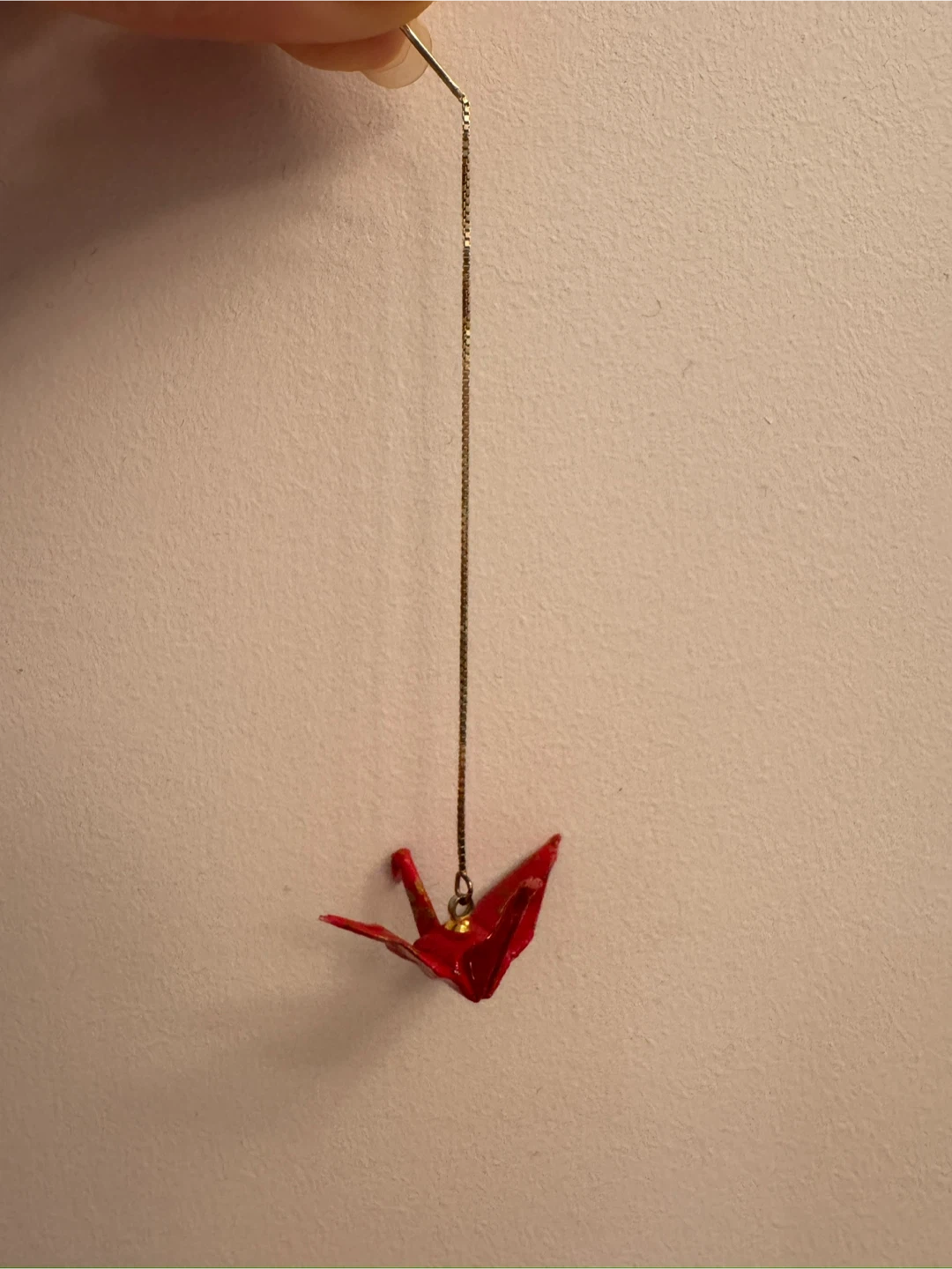 Origami Crane Threader Earring （red）