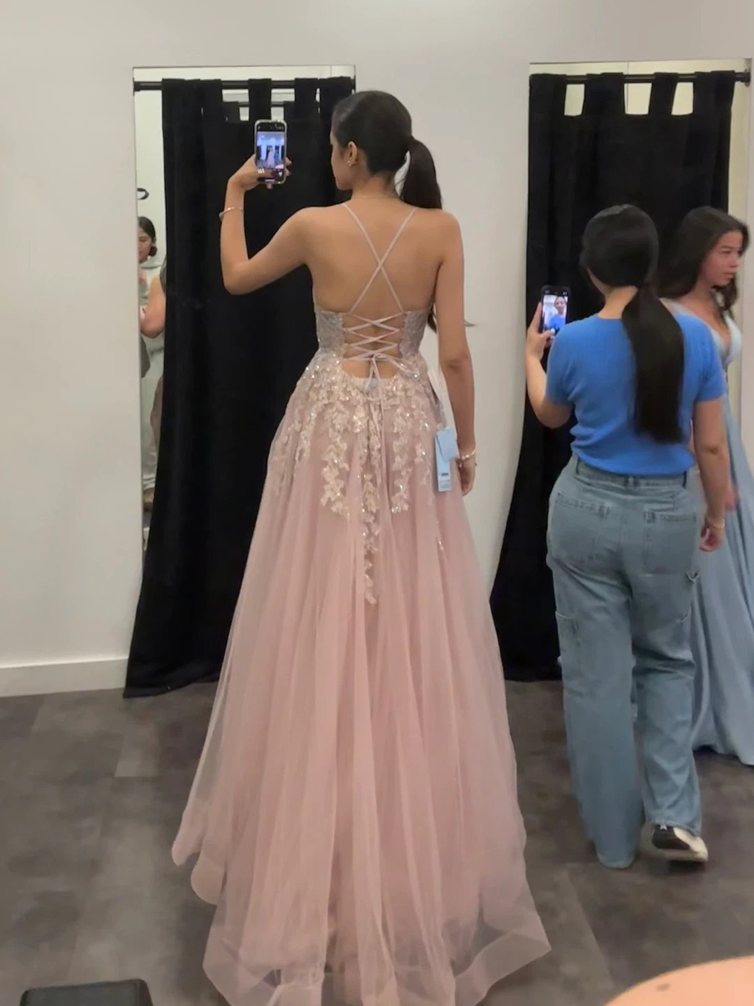 Dusty Rose Lace Appliqued Tulle Dress - photo 4