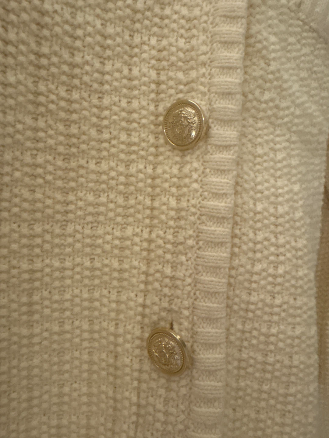 Cream Textured Button-Up Cropped Cardigan - photo 3