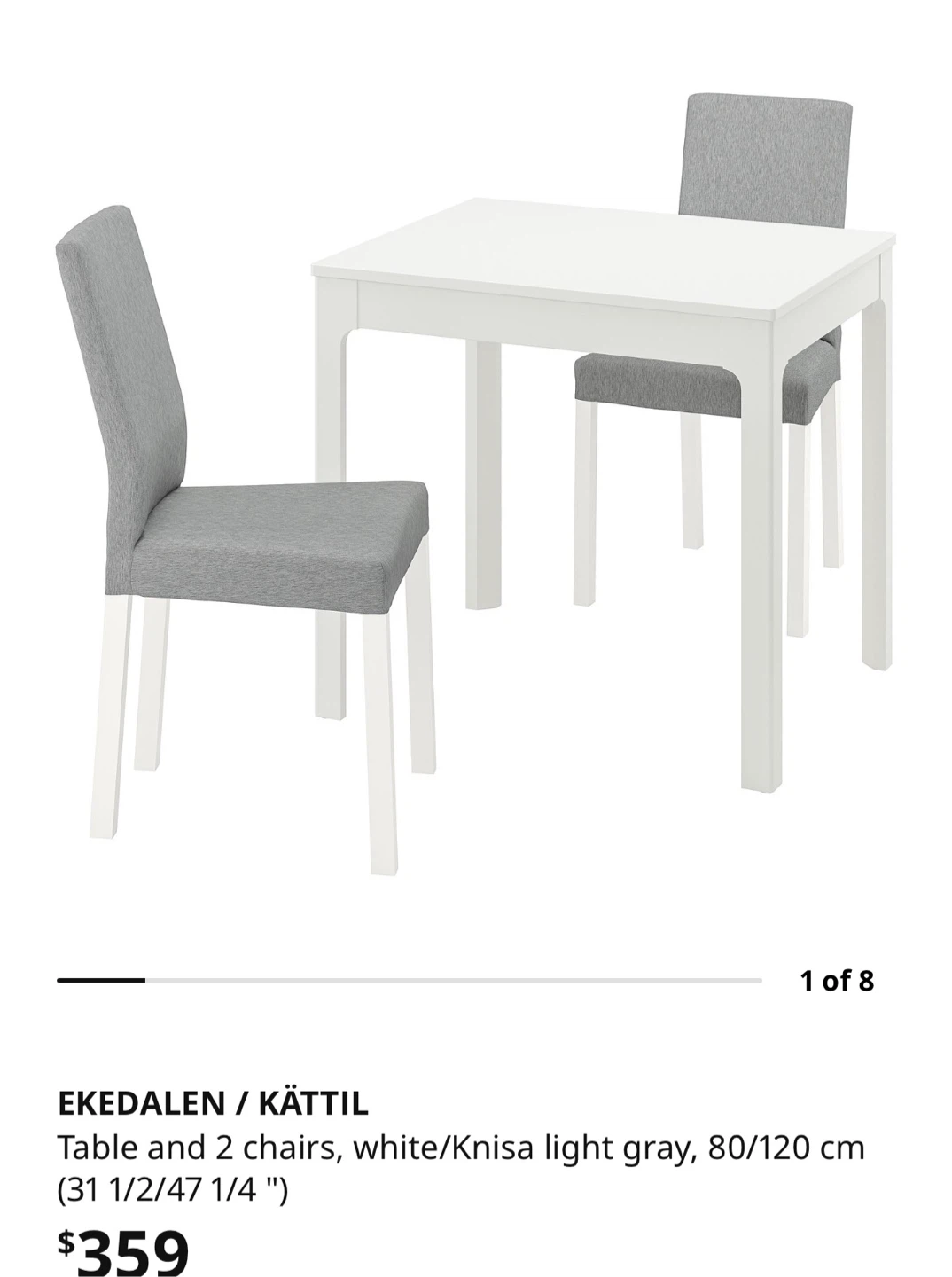 IKEA EKEDALEN / KÄTTIL Extendable Table and 2 Chairs