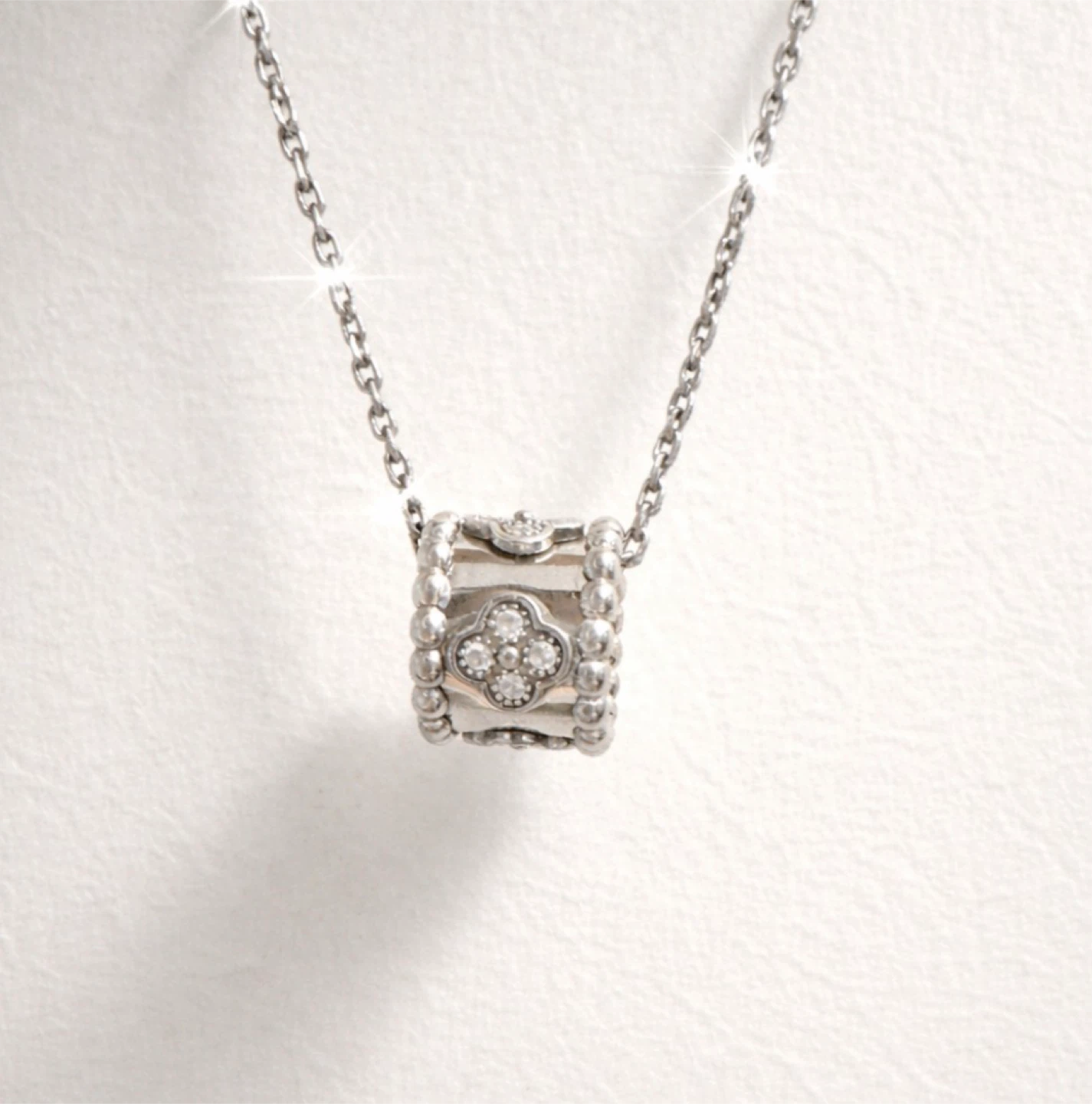 Silver Tone Pendant Necklace with Cubic Zirconia