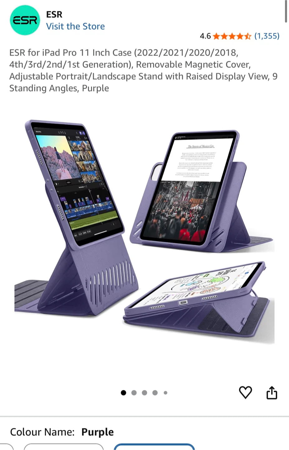 ESR iPad Pro 11" Case - Purple - Brand New