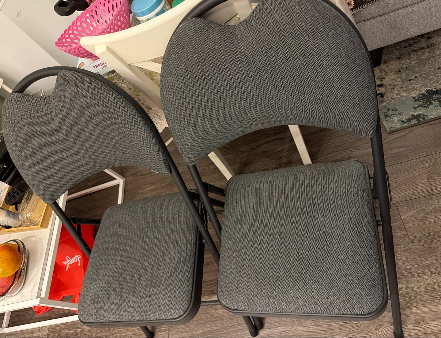 Set of 2 Grey Padded Folding Chairs