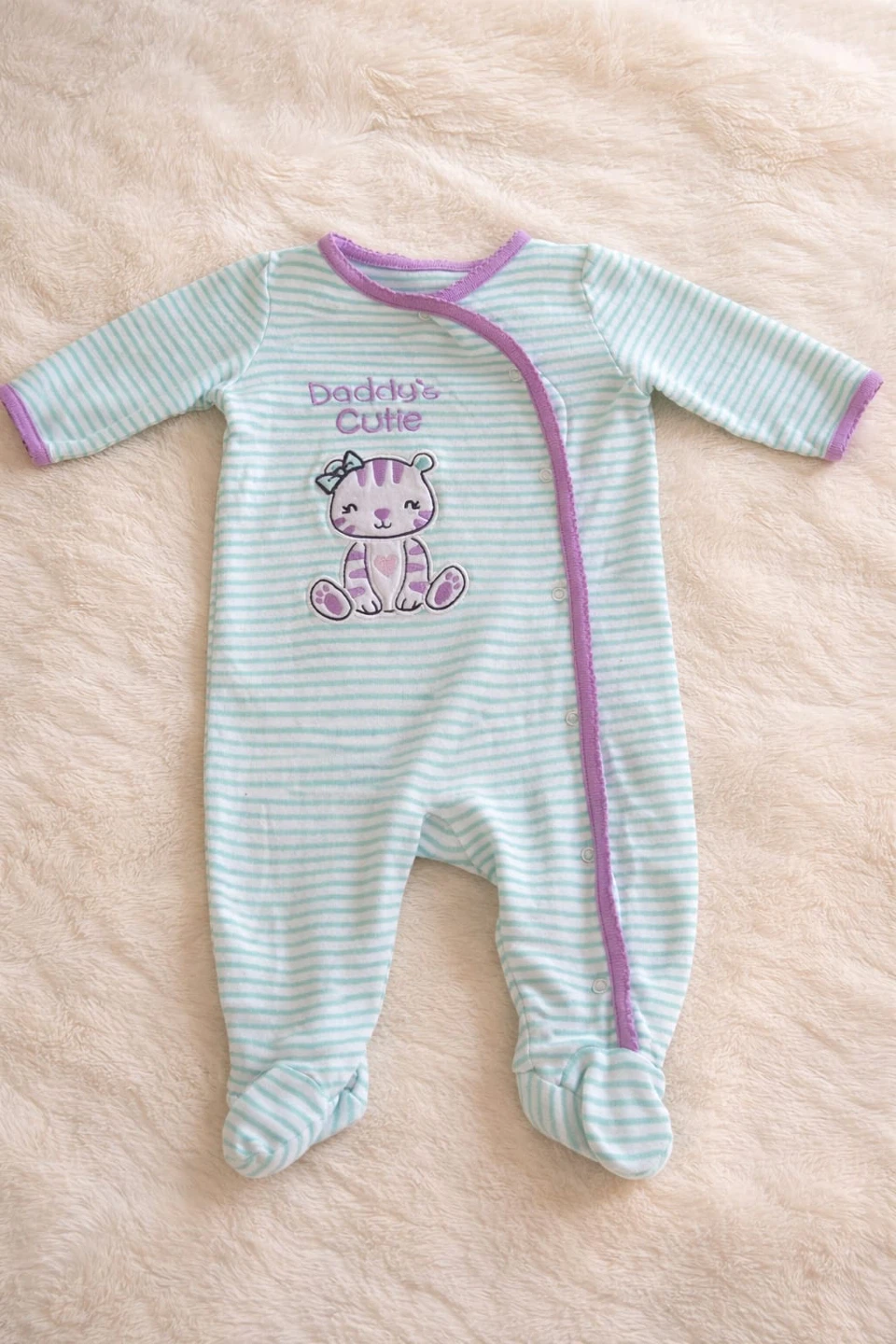 Baby Girl Striped Footed Pajamas