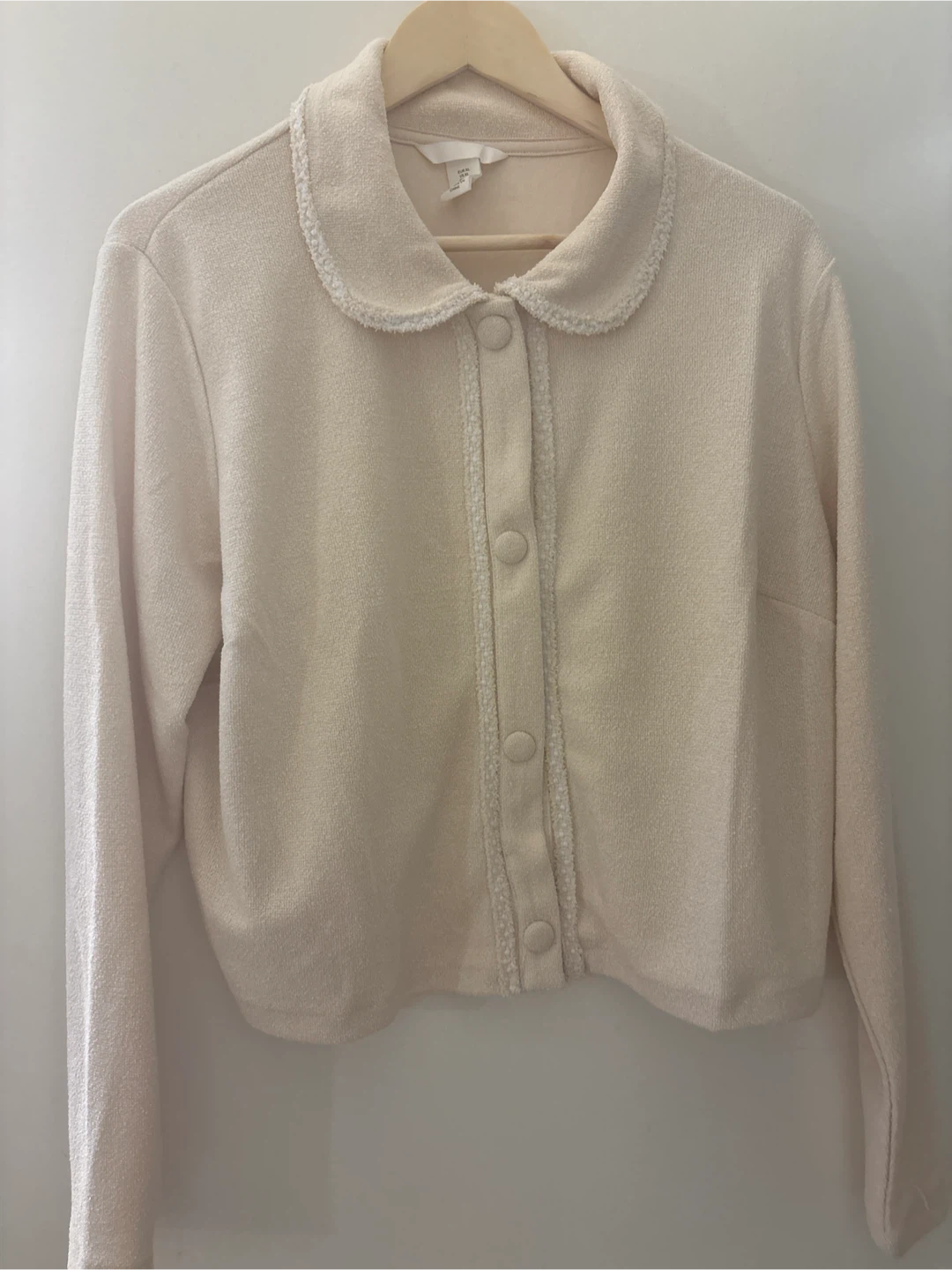 H&M Cream Collared Button-Up Cardigan - Size XL