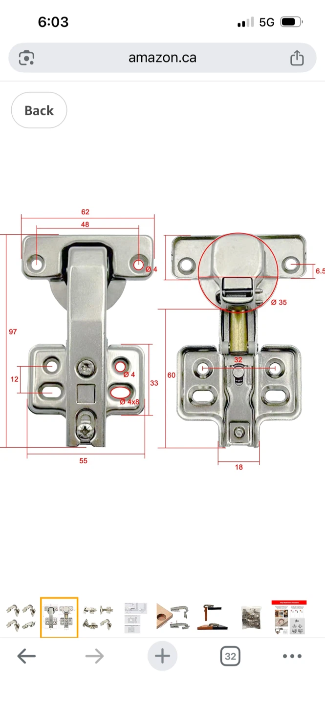 Kitchen Cabinet Hinges 10 Pack - Kitchen Cabinet Door Hinges - photo 2