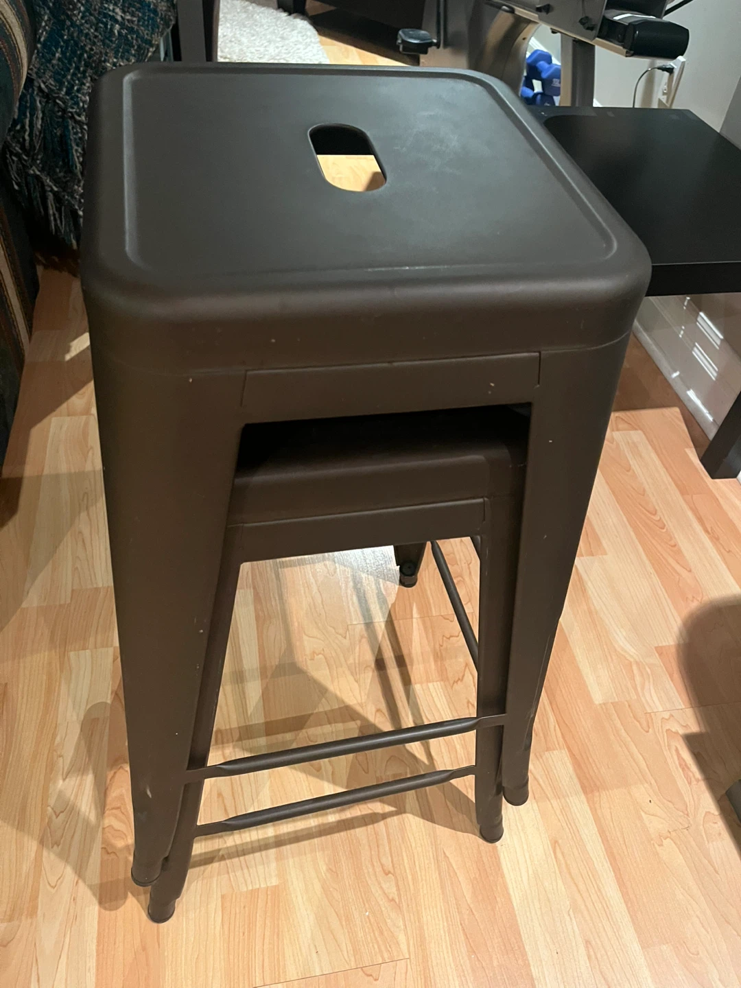 Brown Metal Bar Stools x 4