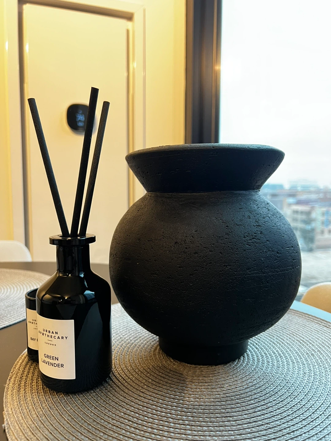 Black Textured Pot Vase