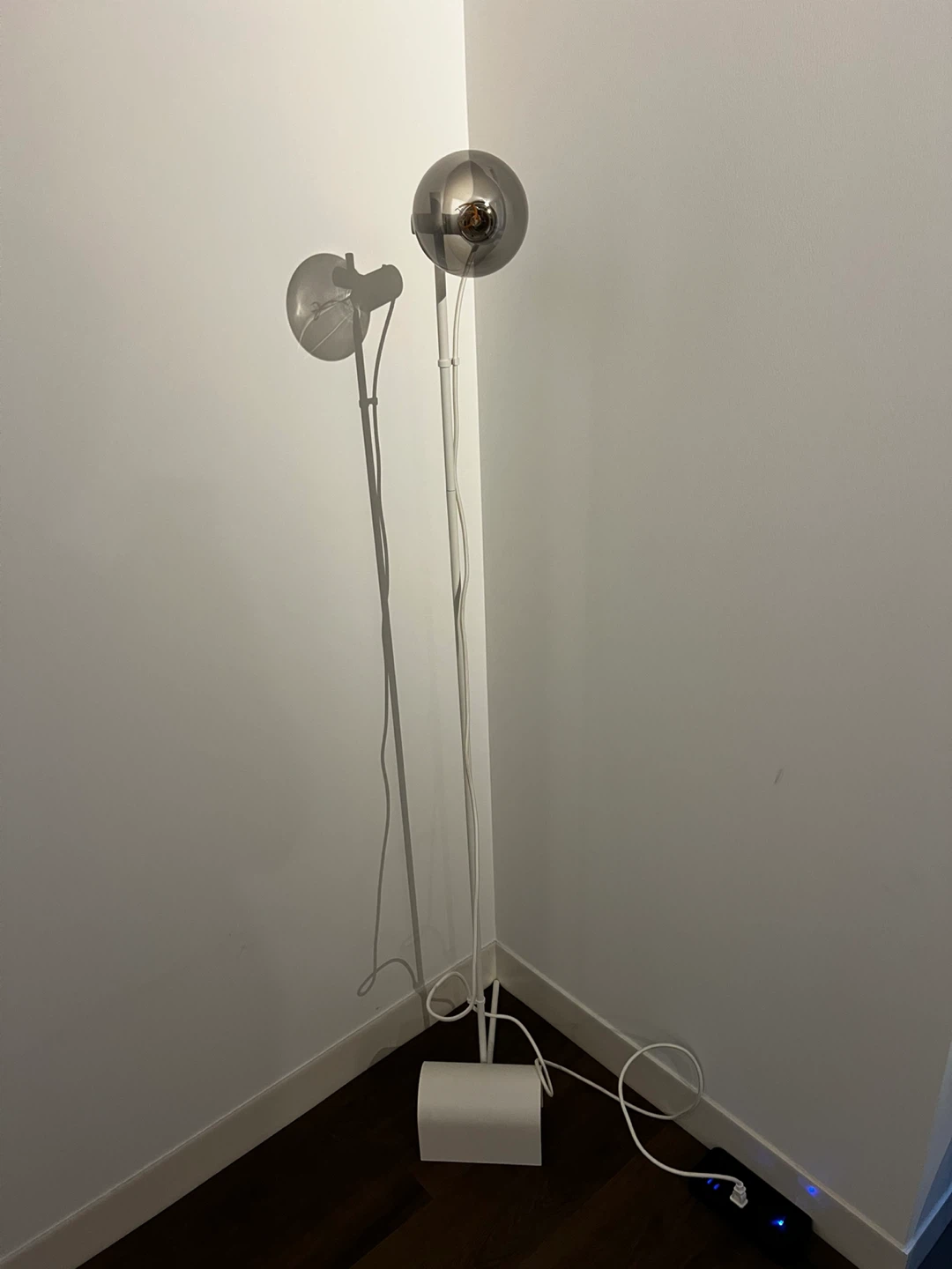 White Floor Lamp with Large Globe Bulb