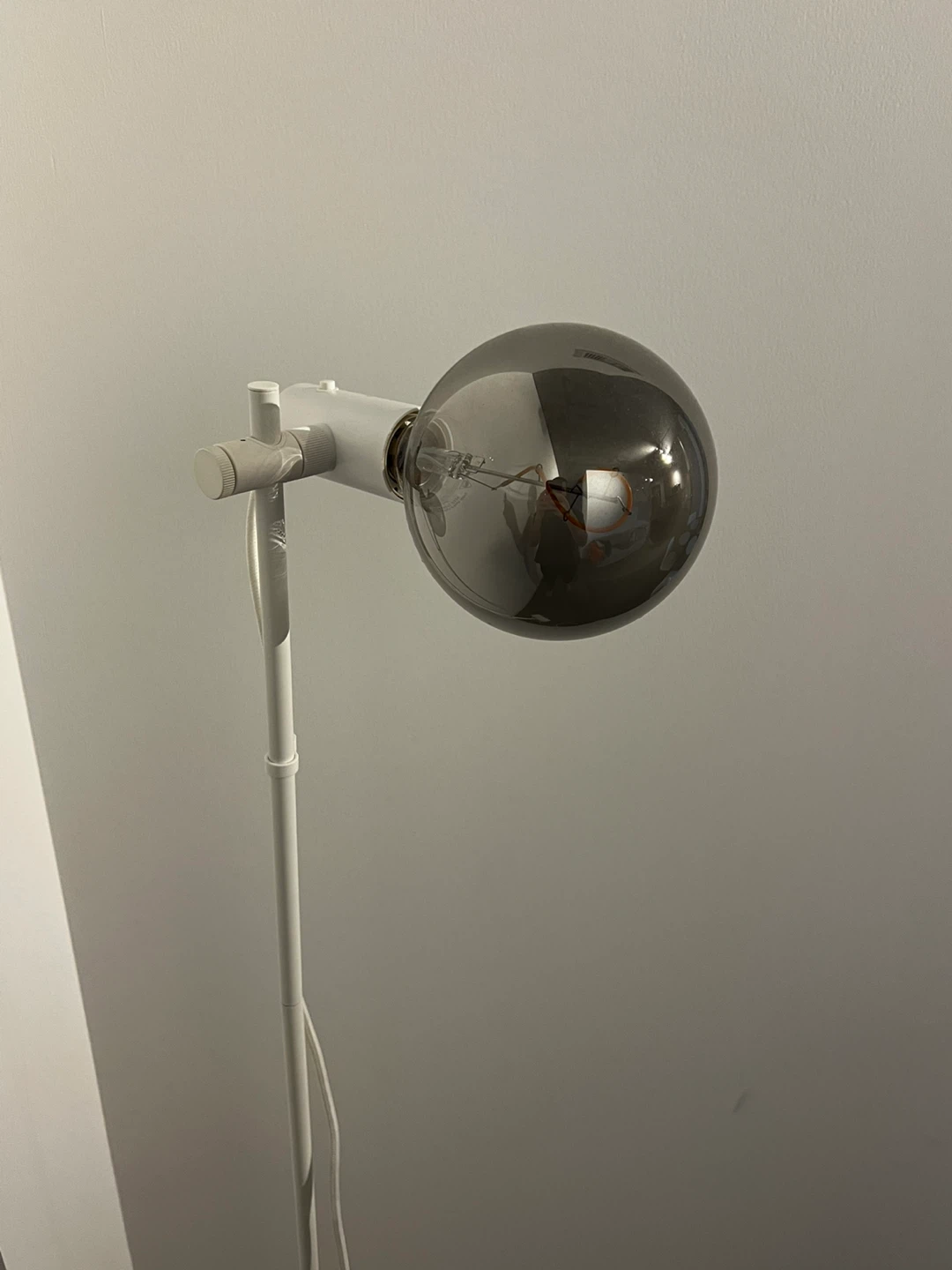 White Floor Lamp with Large Globe Bulb - photo 2