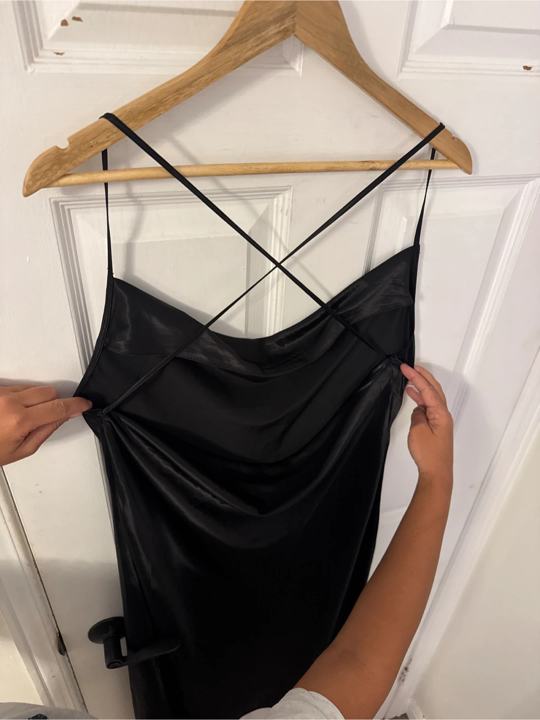 H&M Divided Black Satin Slip Dress Size L - photo 2