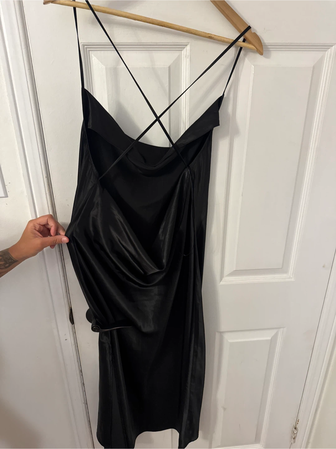 H&M Divided Black Satin Slip Dress Size L - photo 3