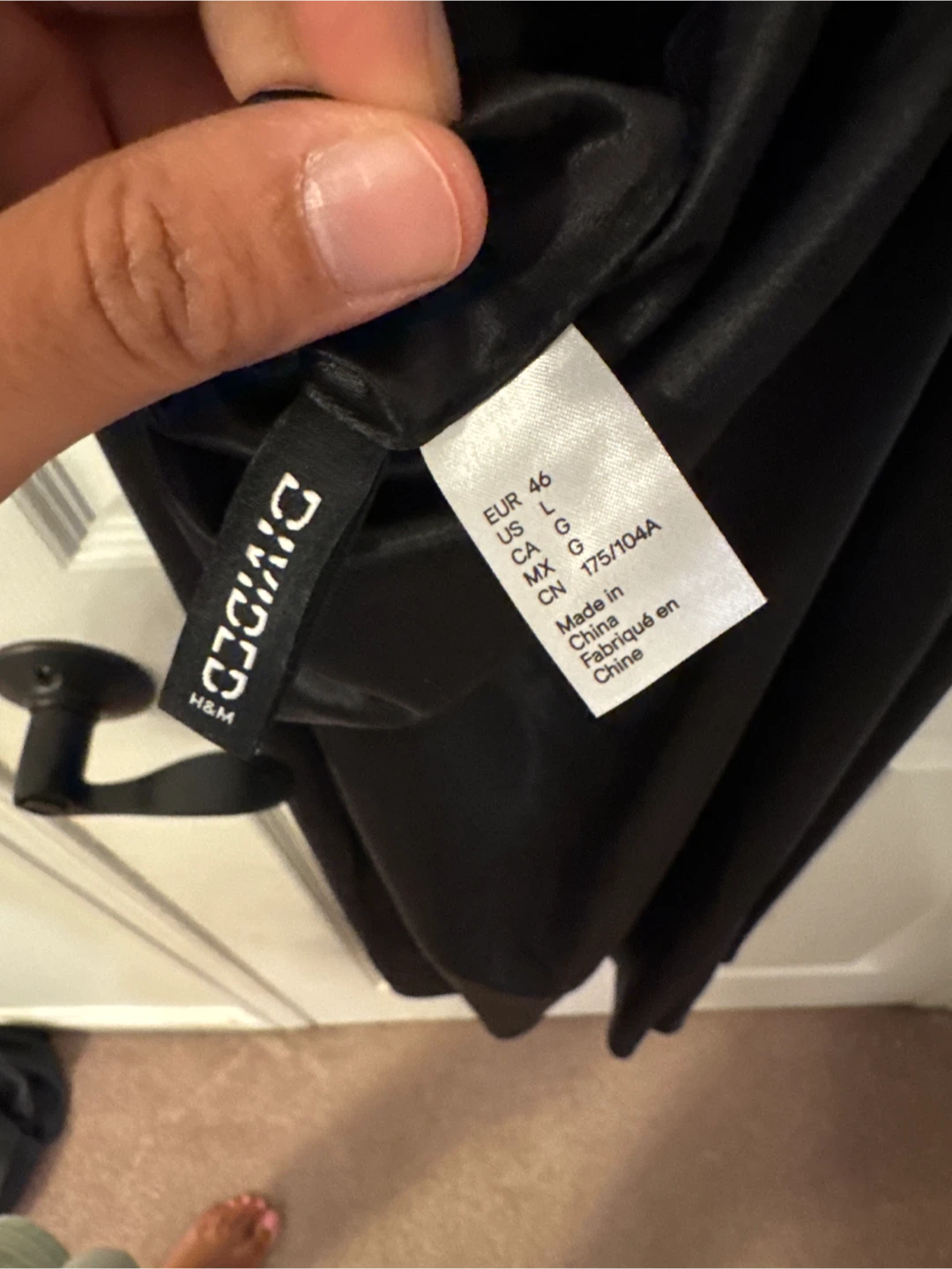 H&M Divided Black Satin Slip Dress Size L - photo 4
