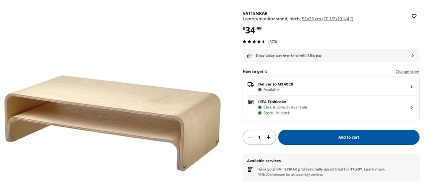 IKEA VATTENKAR Laptop/Monitor Stand - Birch - photo 2