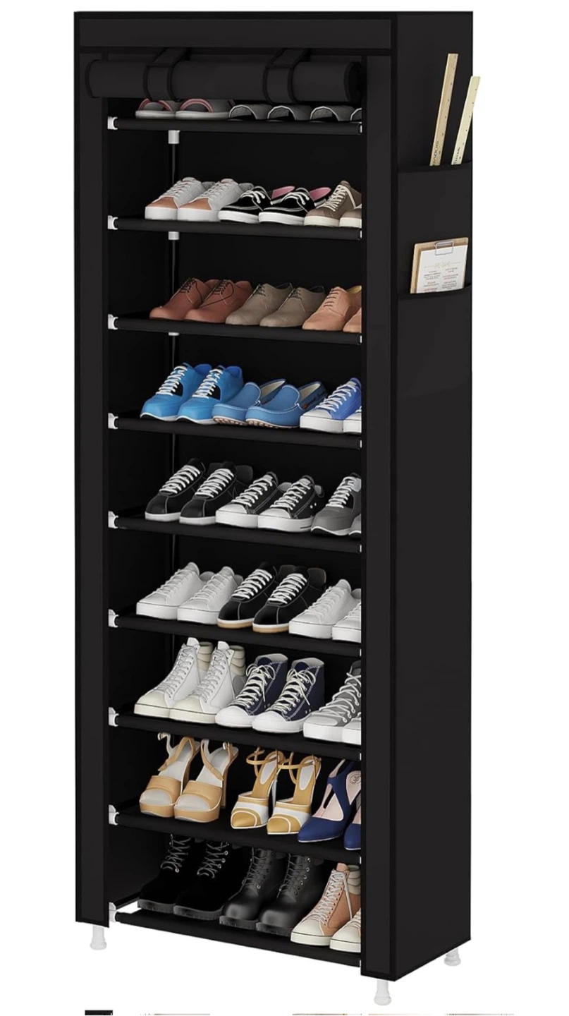 9-Tier Shoe Rack Organizer - Black