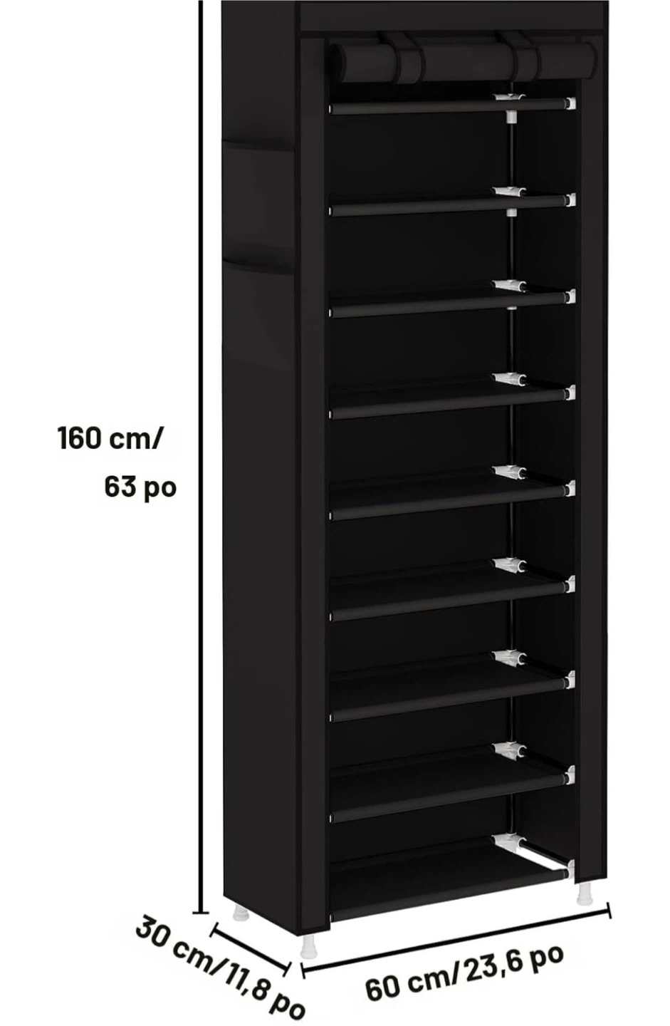 9-Tier Shoe Rack Organizer - Black - photo 2