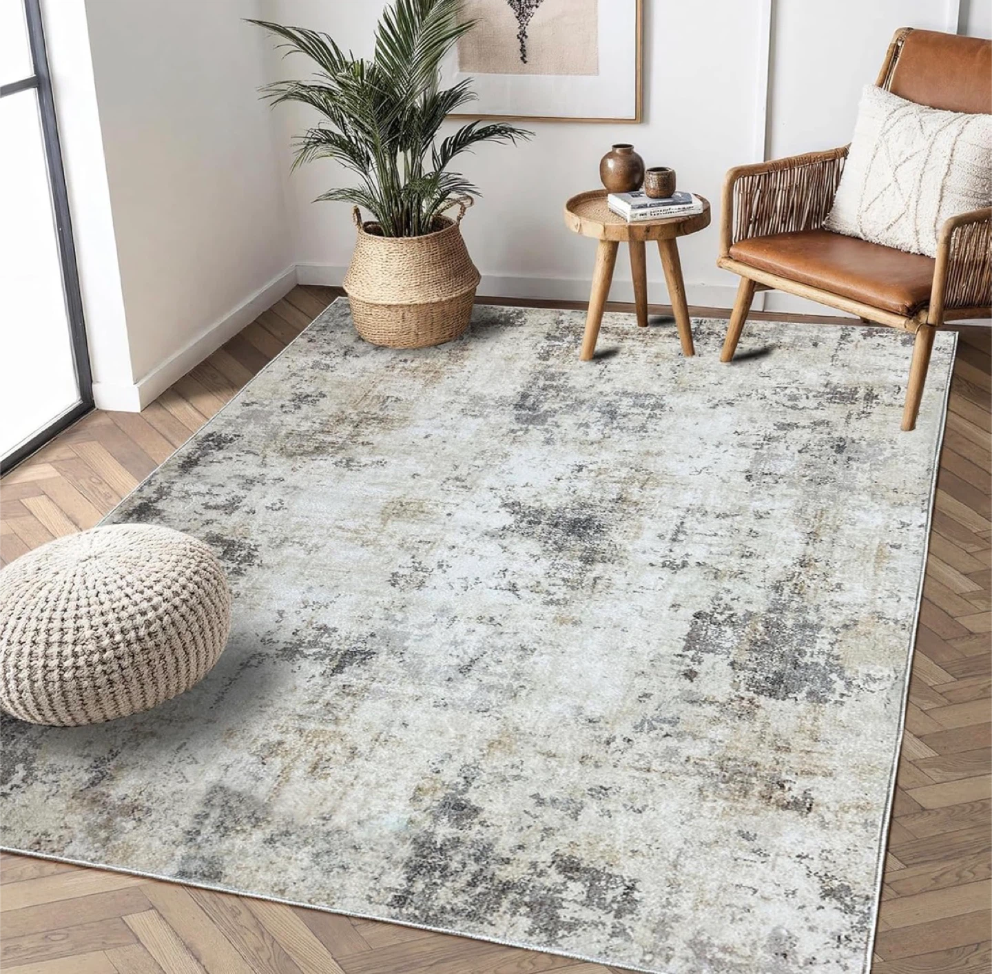 Abstract Distressed Area Rug