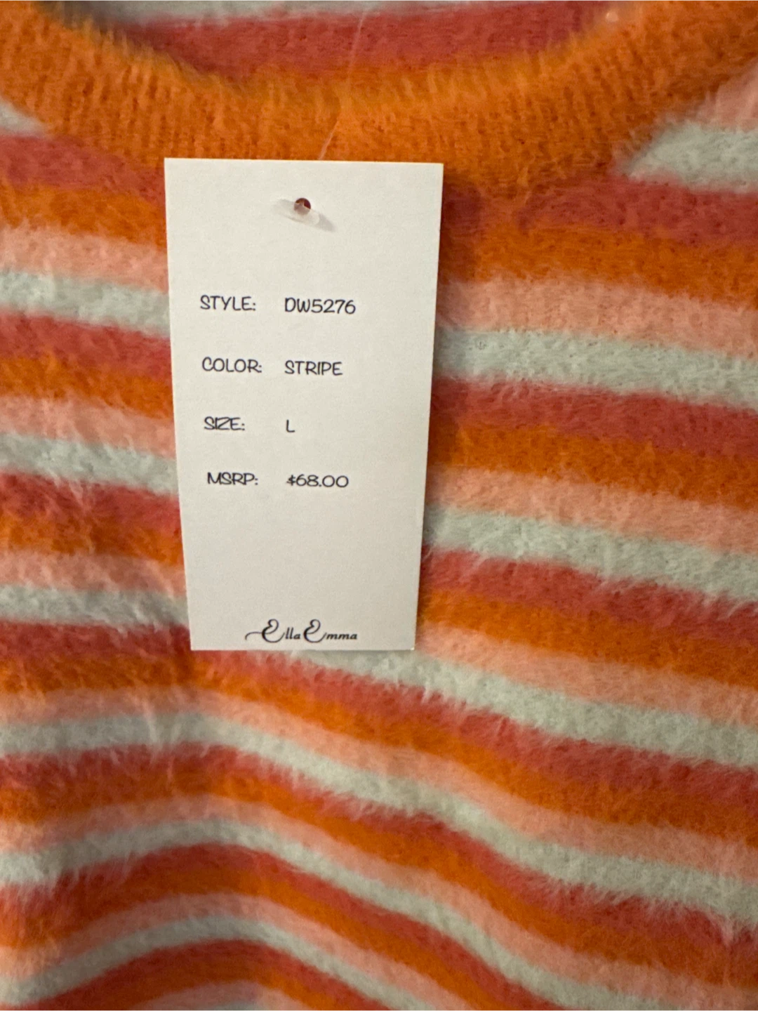 Ella Emma Striped Fuzzy Sweater - Size L - photo 2