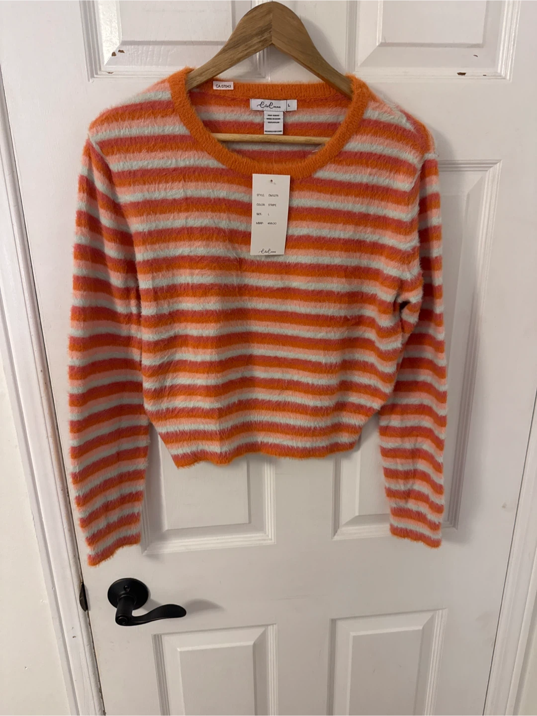 Ella Emma Striped Fuzzy Sweater - Size L