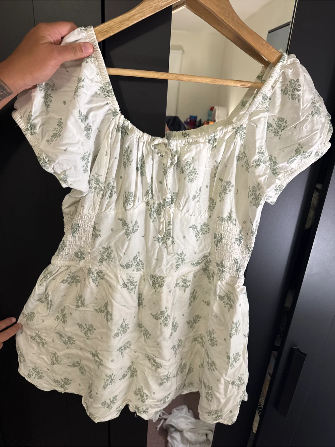 Bluenotes floral peasant top XL