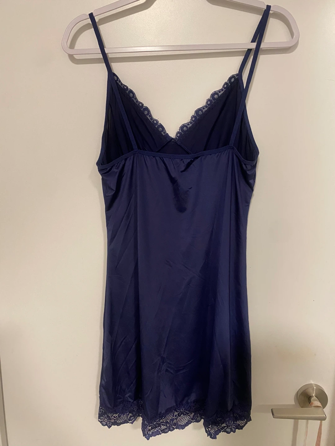 Navy Blue Lace Trim Slip Dress - photo 2