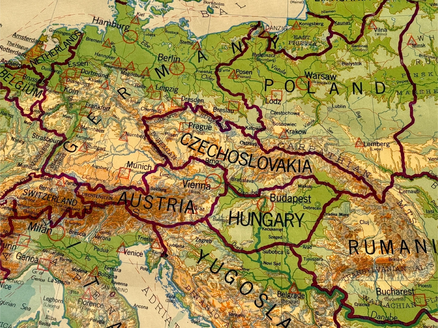 Rare 1944 Map of Europe - photo 3