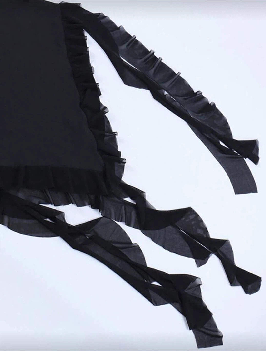Black Halter Neck Mini Dress with Ruffle Trim - photo 3
