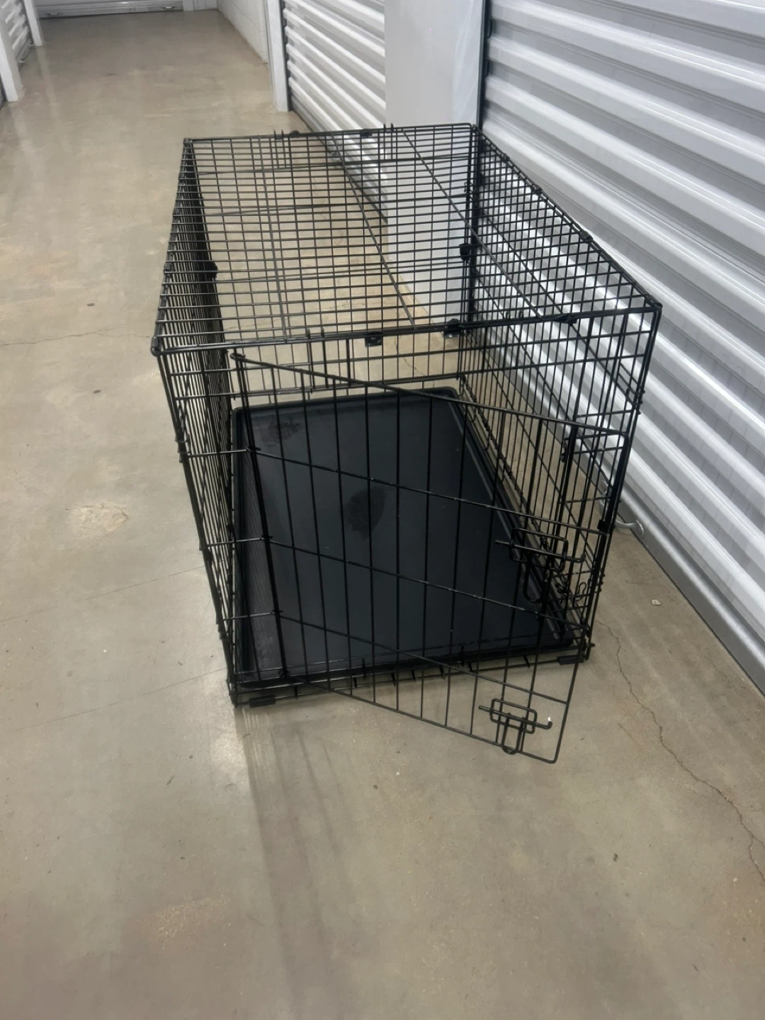 Black Metal Dog Crate with Tray - photo 3