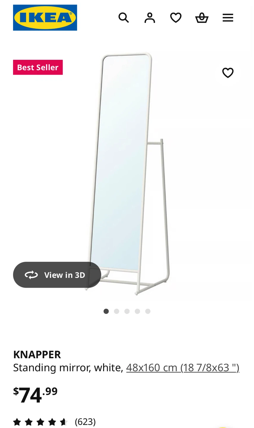 IKEA KNAPPER Standing Mirror White