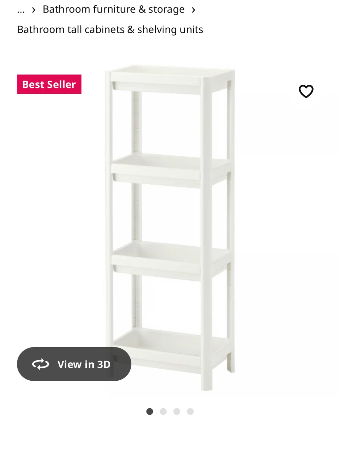 White 4-Tier Bathroom Shelf Unit