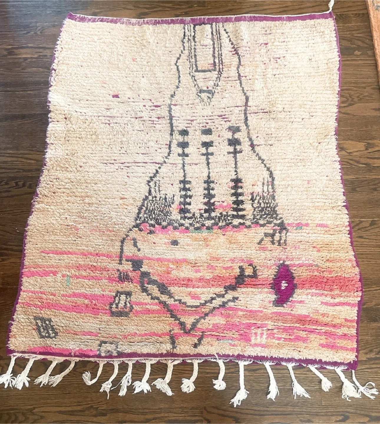 Moroccan Vintage Wool Rug, 4,2x 5,2 ft, $1,074