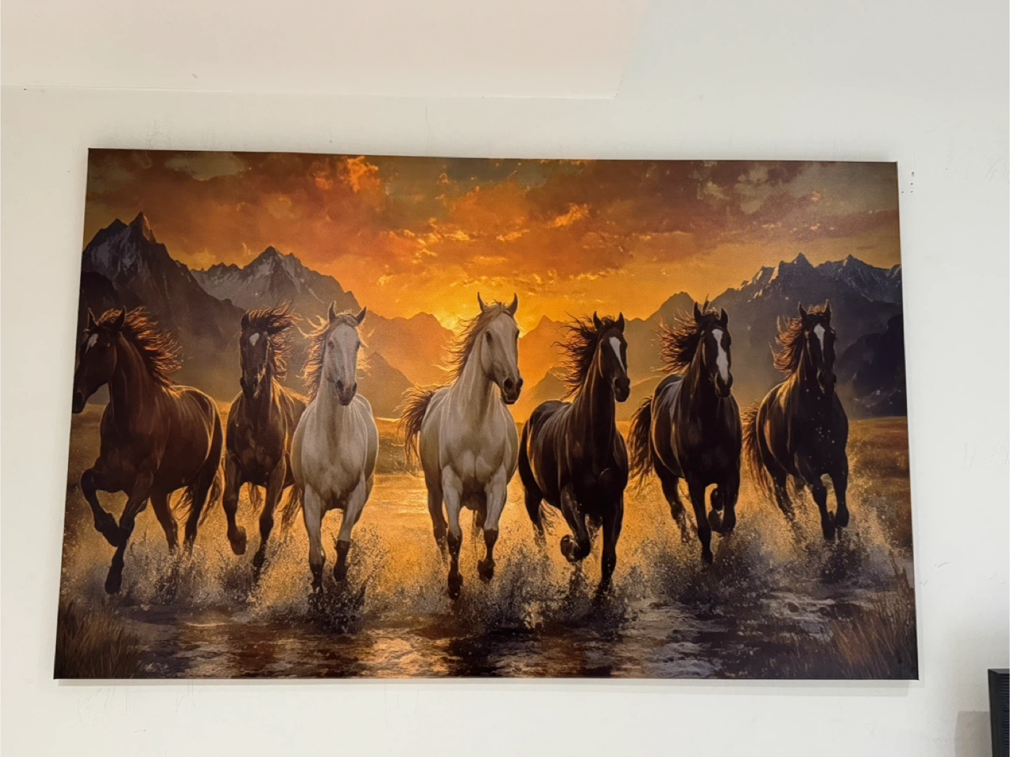 Canvas Wall Art - Running Horses at Sunset