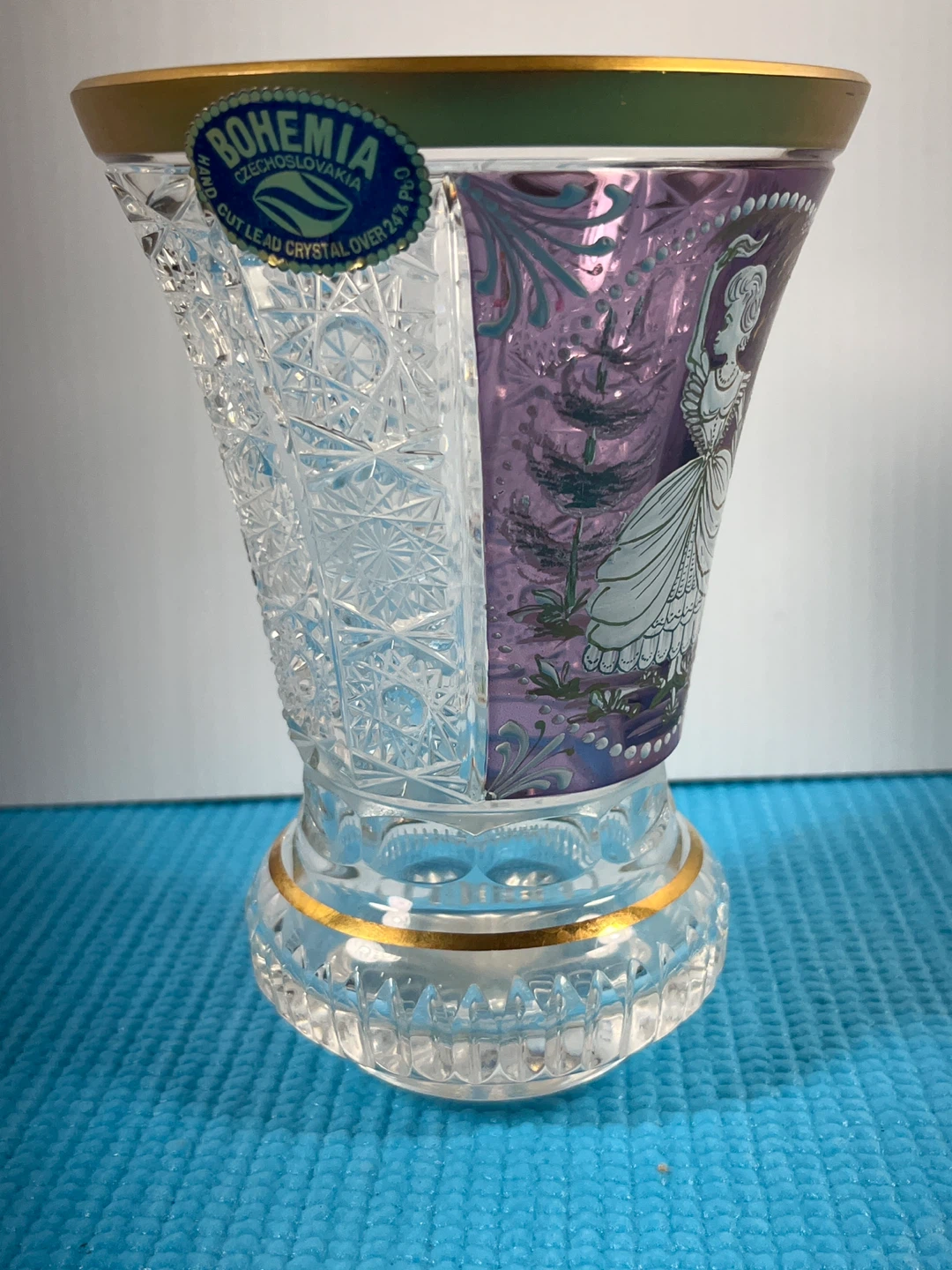 Bohemia Crystal Vase with Gold Rim