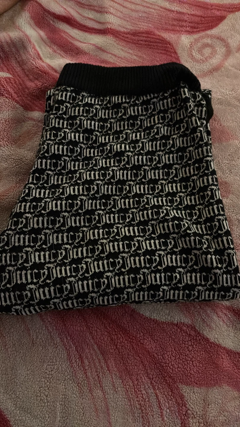 Juicy Couture Black & White Logo Print Knit Pants
