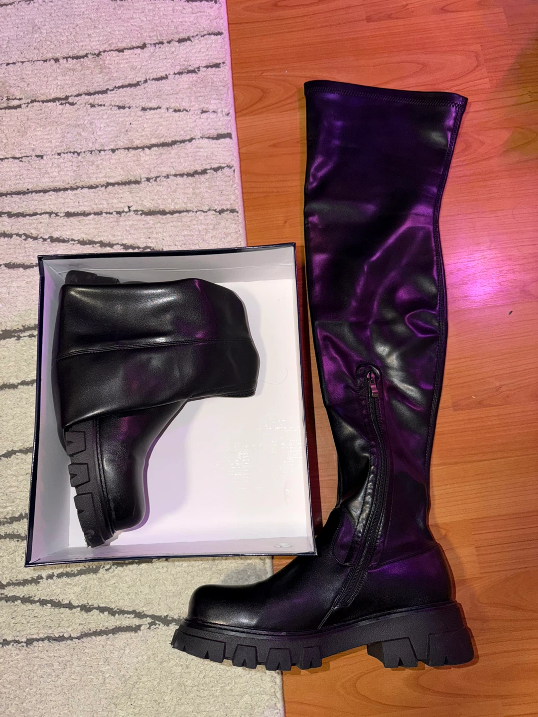 CouieCuies Black Over-the-Knee Boots Size 11