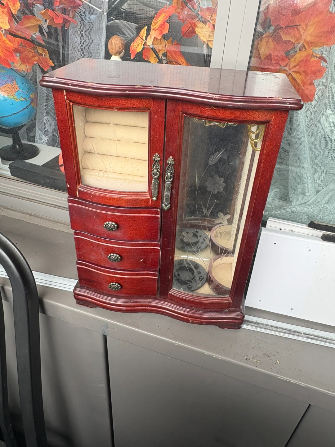 Wooden Jewelry Box with Mirror
