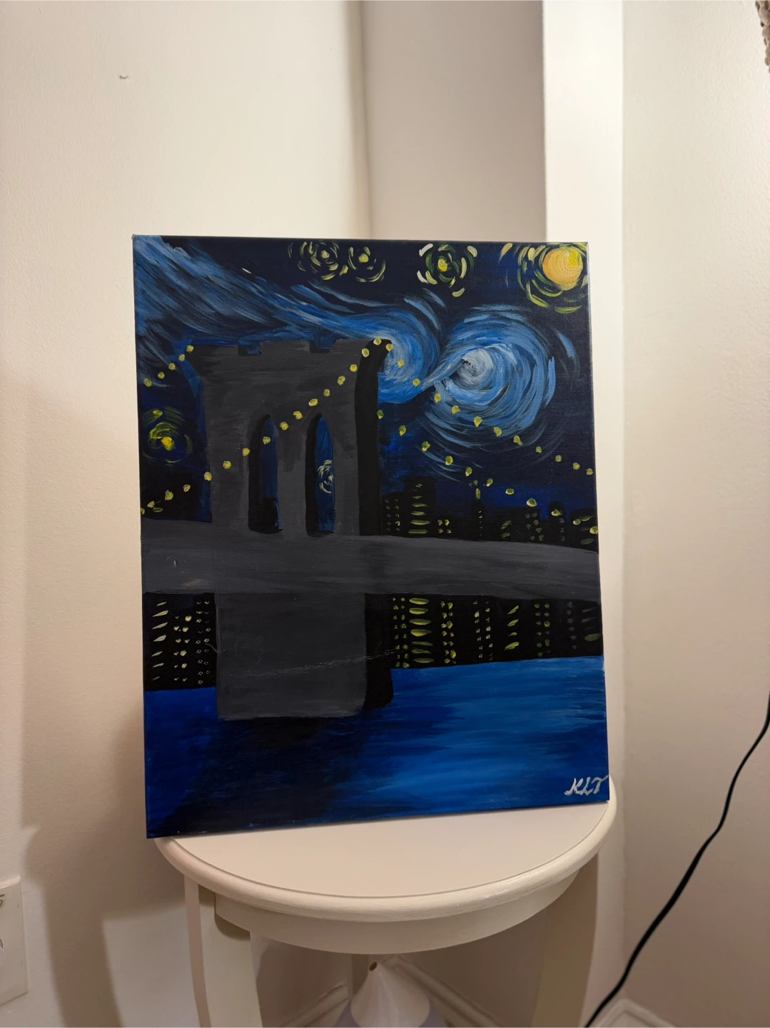 Brooklyn Bridge Starry Night Painting - photo 2