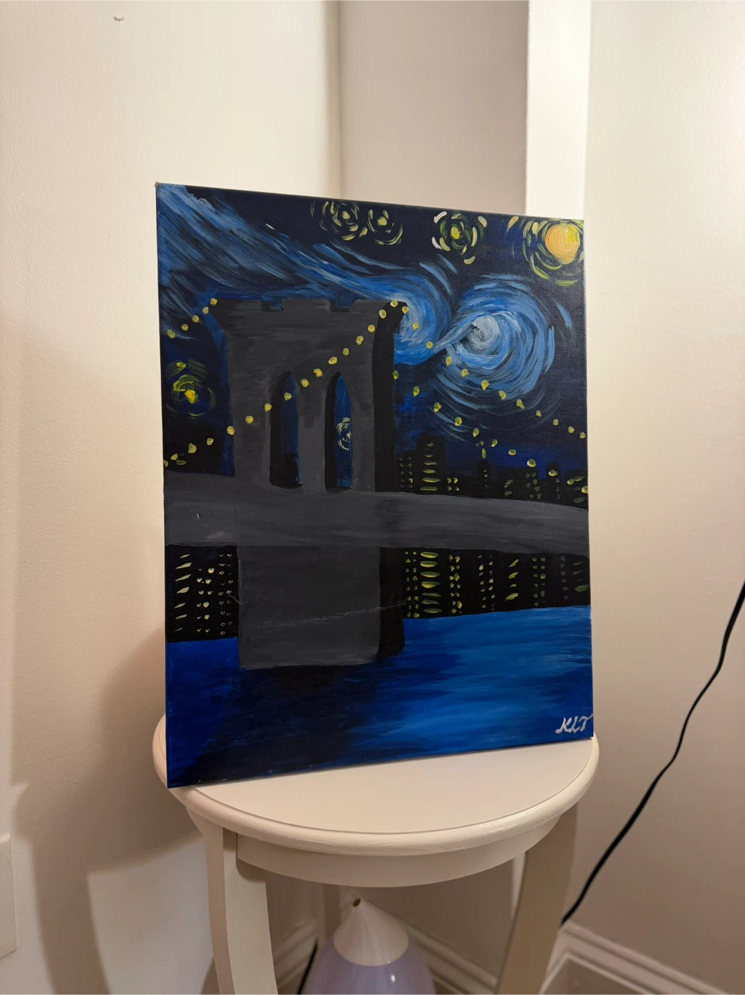 Brooklyn Bridge Starry Night Painting - photo 3