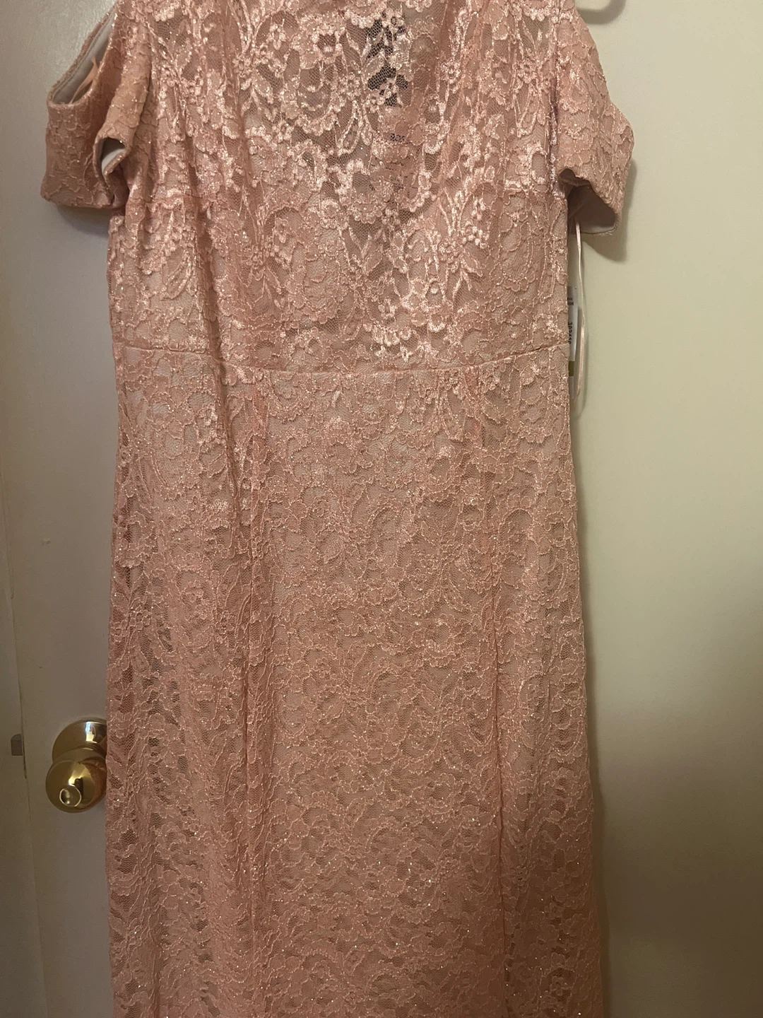 Nightway Apricot Nude Lace Cold Shoulder Maxi Dress Size 14 - photo 2