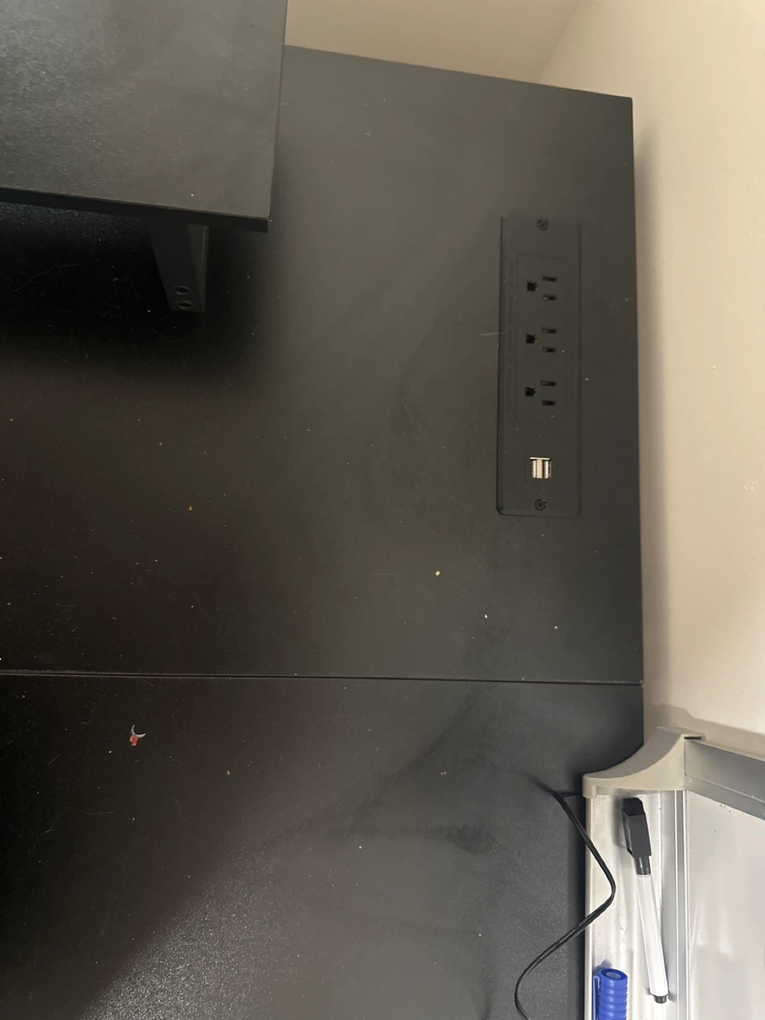 Black L-Shaped Desk with Built-in Power Outlets - photo 4