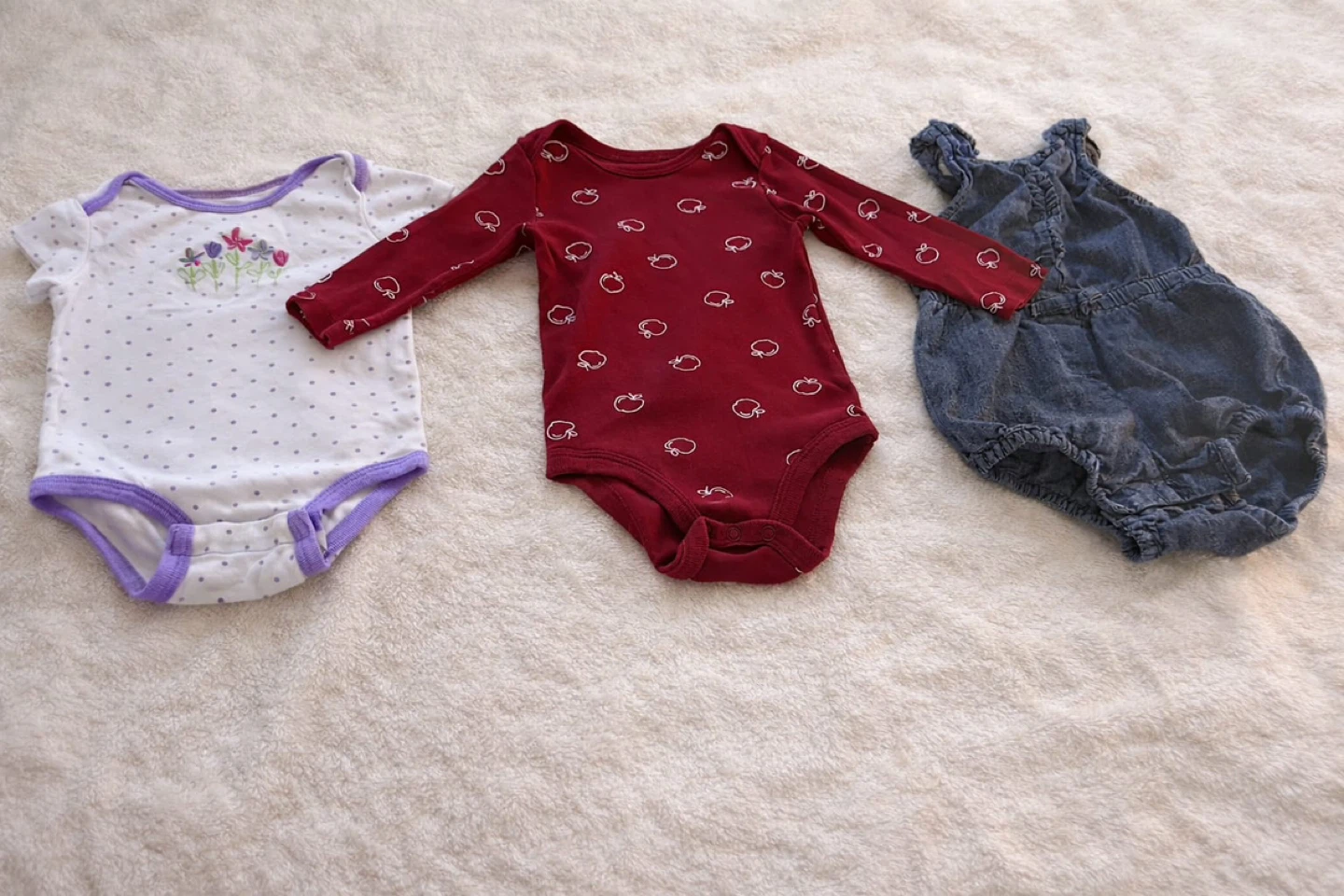 Baby Girl Bodysuits and Denim Overall Shorts Bundle