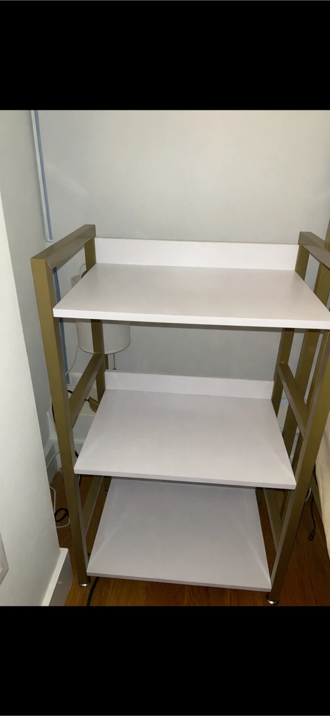 3-Tier White and Gold Nightstand