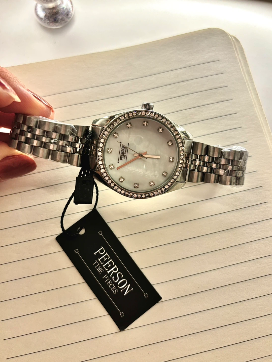 PEERSON Time Pieces Women's Watch Silver Tone Crystal Accents - photo 2