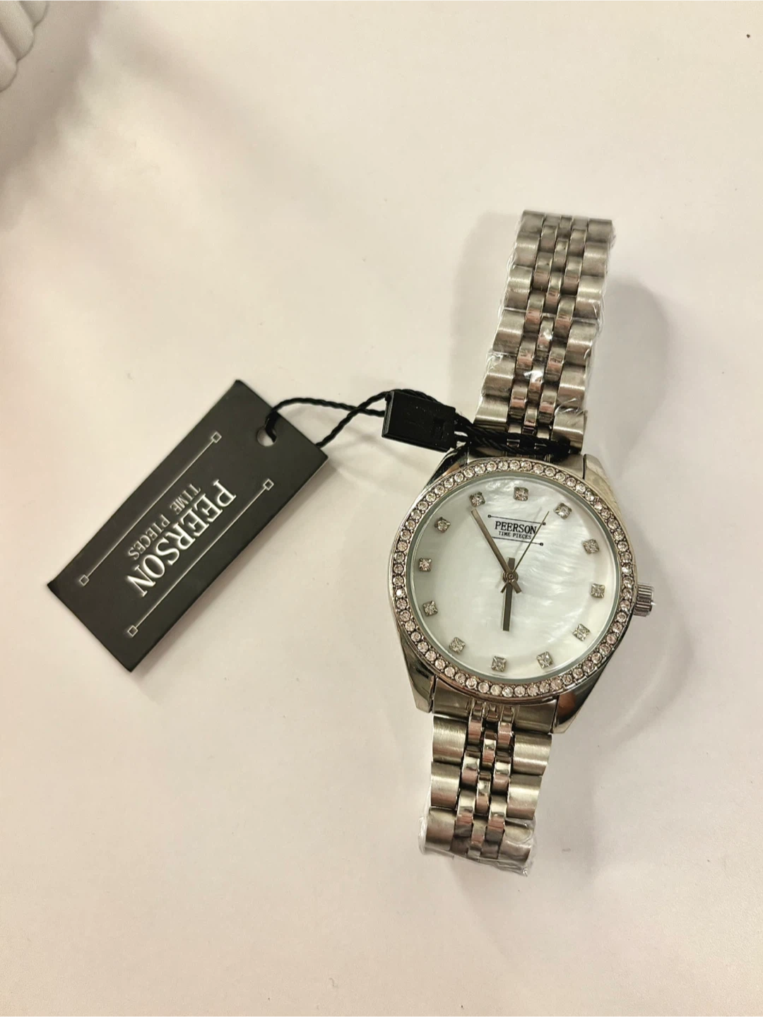 PEERSON Time Pieces Women's Watch Silver Tone Crystal Accents - photo 3