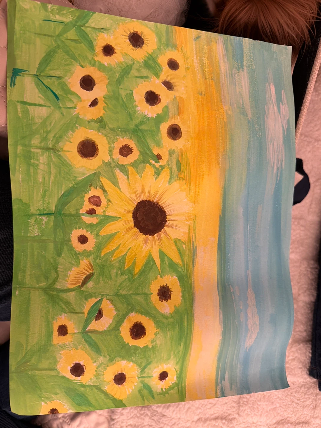 Hand-Painted Sunflower Landscape Artwork - photo 3