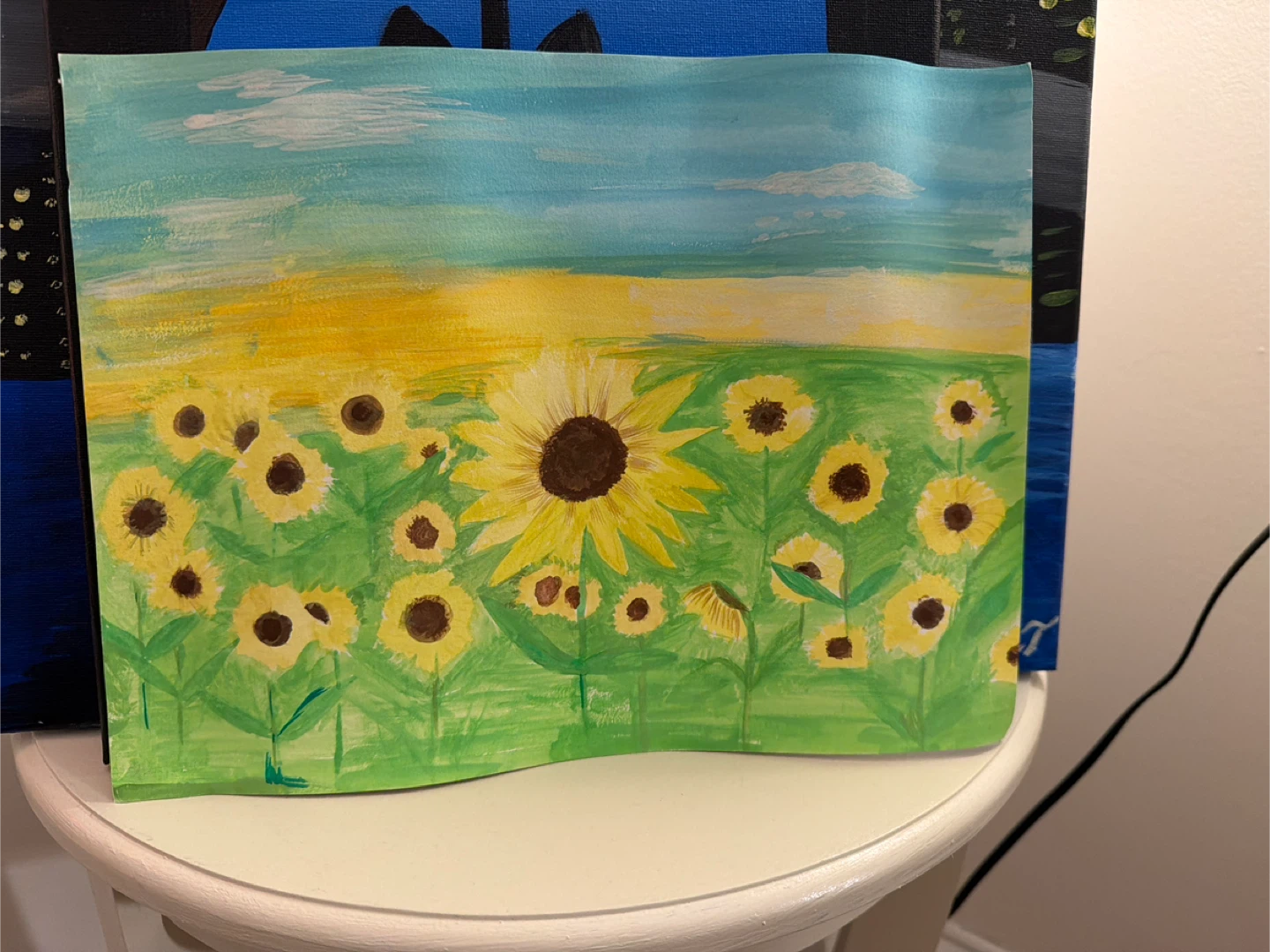 Hand-Painted Sunflower Landscape Artwork - photo 2
