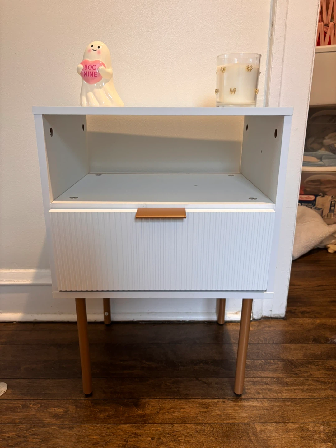 White Bedside Table with Drawer