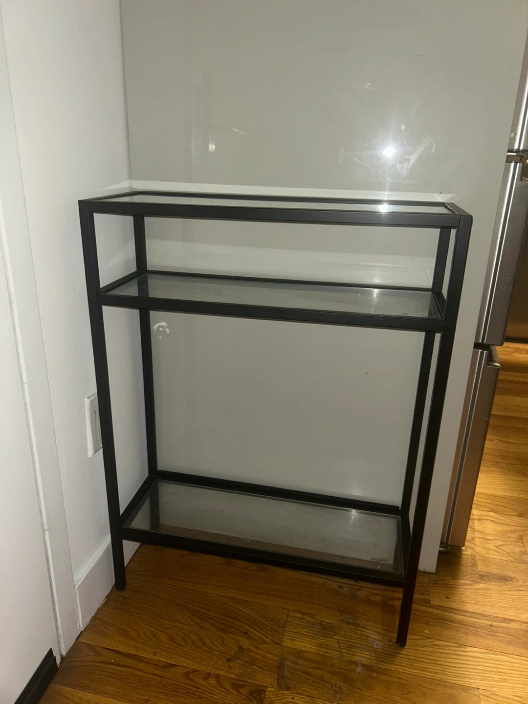 3-Tier Metal Console Table with Glass Shelves - photo 2