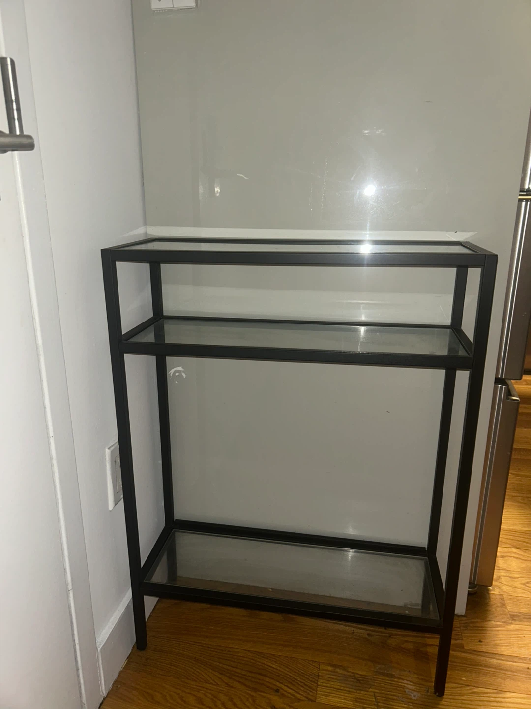 3-Tier Metal Console Table with Glass Shelves